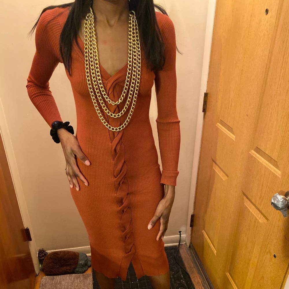 River Island Burnt Orange Sweater Dress